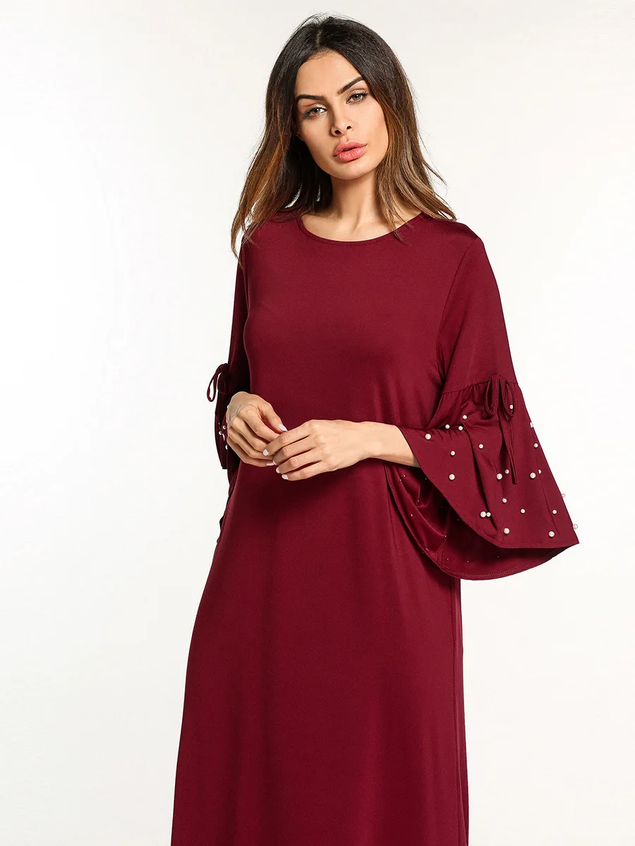 Ethnic Clothing Dubai Abayas For Women Muslim Dress With Beading Arab