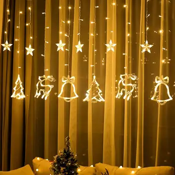 

Light Hanging LED Decor Christmas Elk Bell String Decor for Home Kids Room Christmas Tree Ornament Xmas Gift Party Night Light