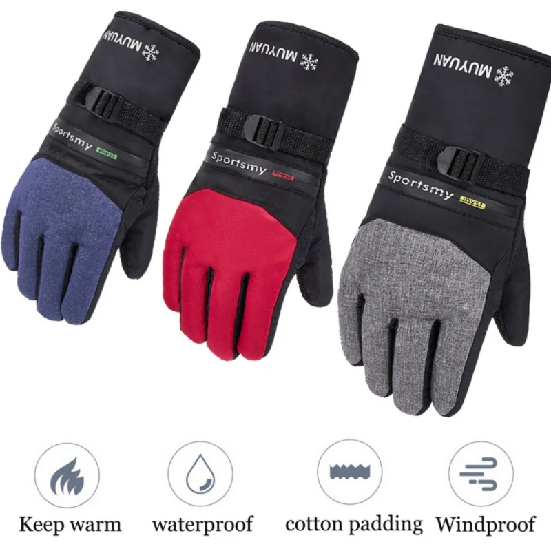 

Ski Unisex Winter Skiing Gloves Warm Waterproof Windproof Fleece Snowboard Anti-slip Adjustable Motorcycle Riding Snowing Gloves