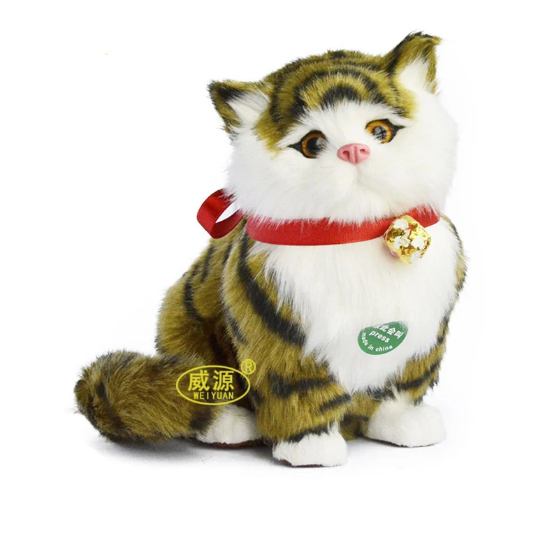 Моделирование кошки плюшевые игрушки куклы kawaii звучащие кошки Модель игрушки украшения для дома в виде животных для детей дети девочки подарки стиль - Цвет: G