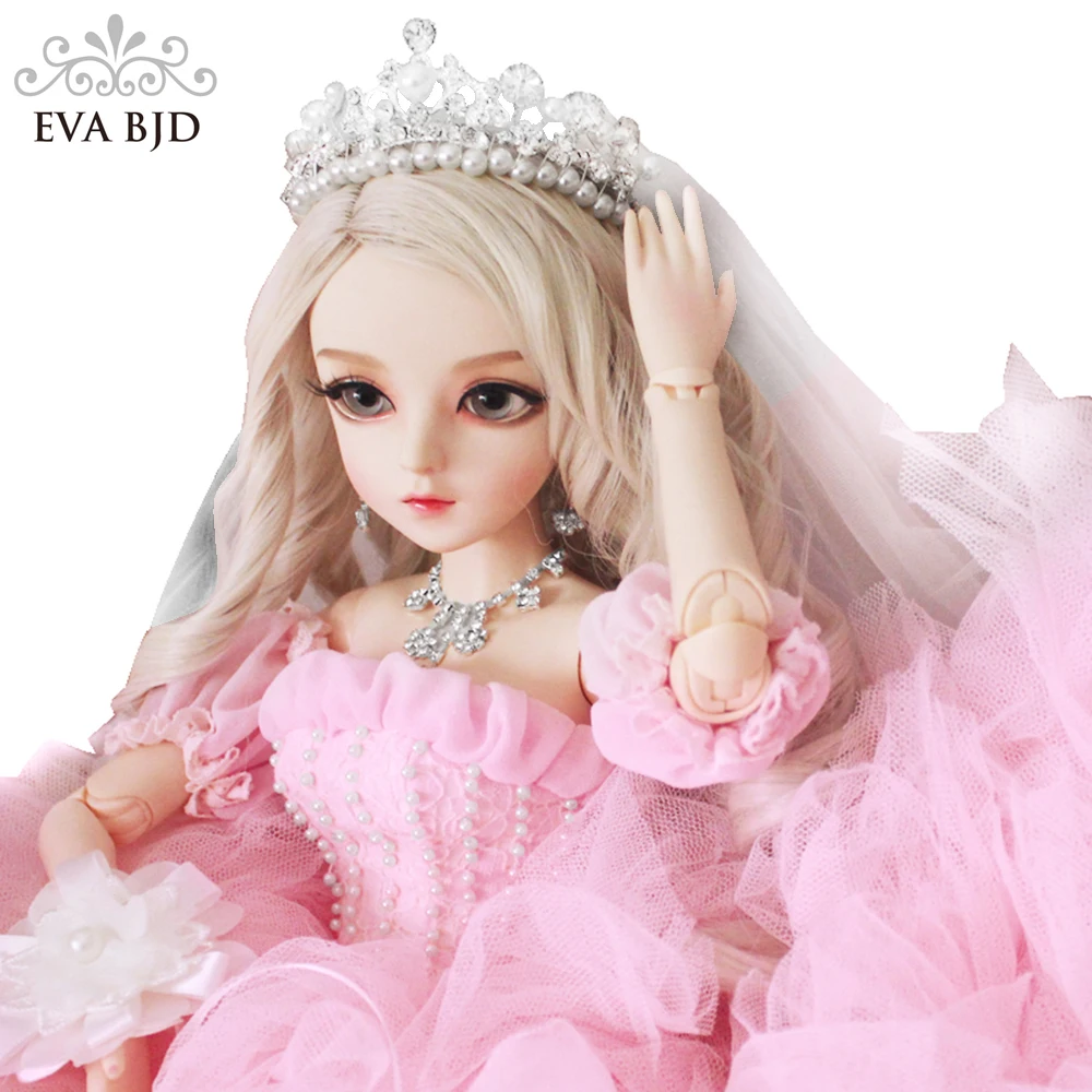 EVA BJD 1/3 невесты кукла макияж 24 дюйма 60 см леди в розовом платье + стеклянные глаза