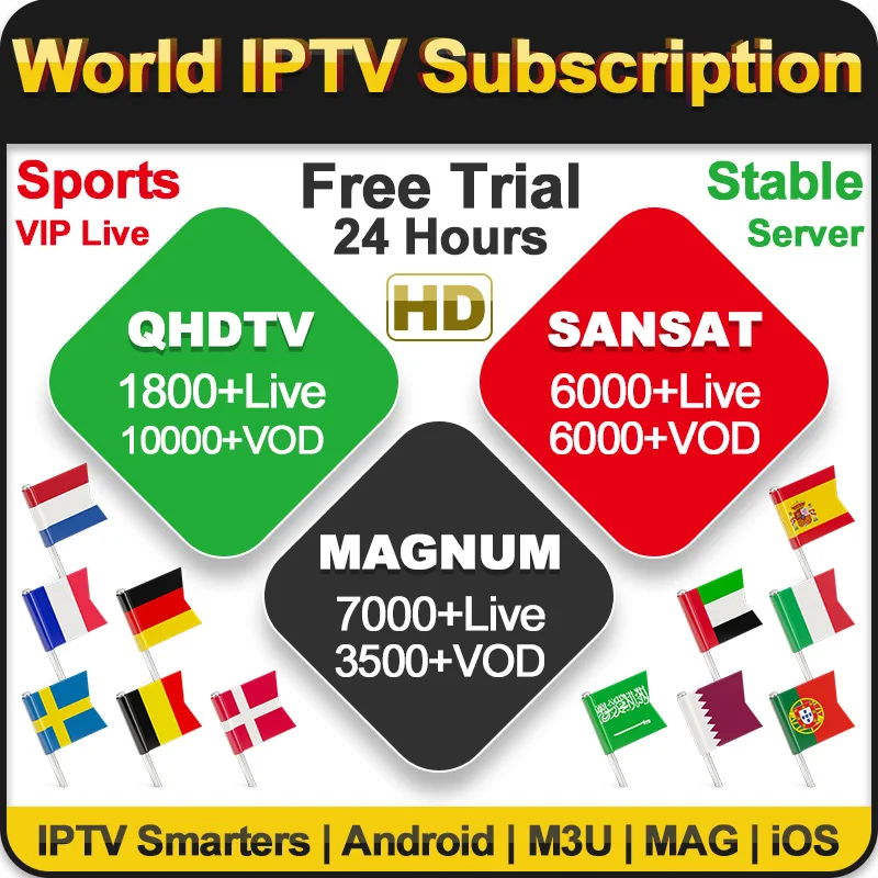 

IPTV Reseller Panel French Arabic Netherland Spain One Year QHDTV/Sansat/Magnum Iptv Subscription Reseller Panel