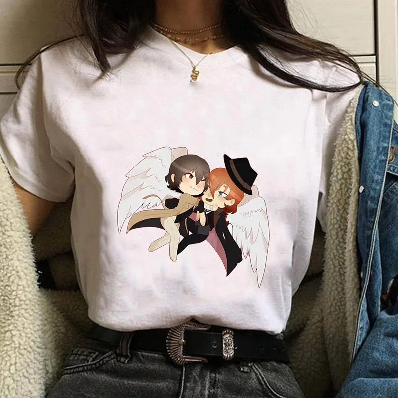 Camiseta femenina аниме Bungou бродячие собаки футболки для косплея Harajuku женские футболки с коротким рукавом и круглым вырезом Женские топы