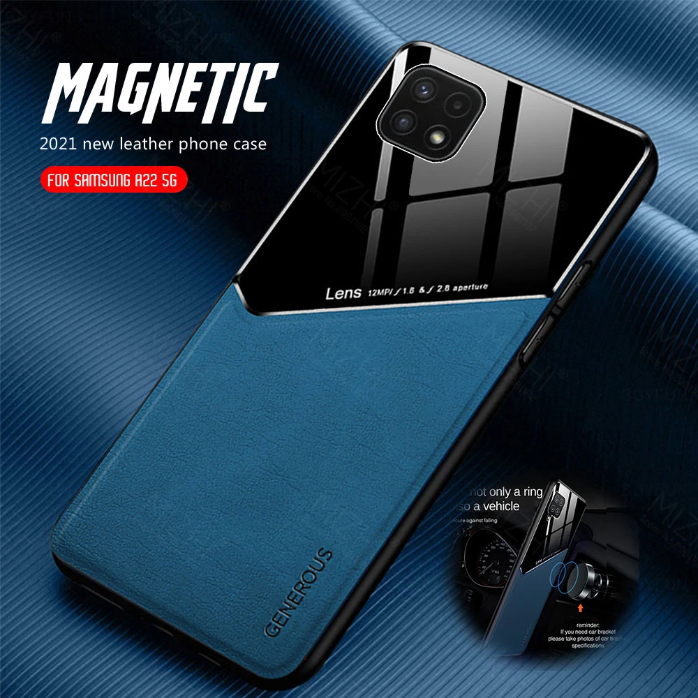 For Samsung a22 Case Leather Texture Car Magnetic Phone Case For Samsung Galaxy a22 5G a 22 a226B Shockproof Back Cover Coque samsung cute phone cover