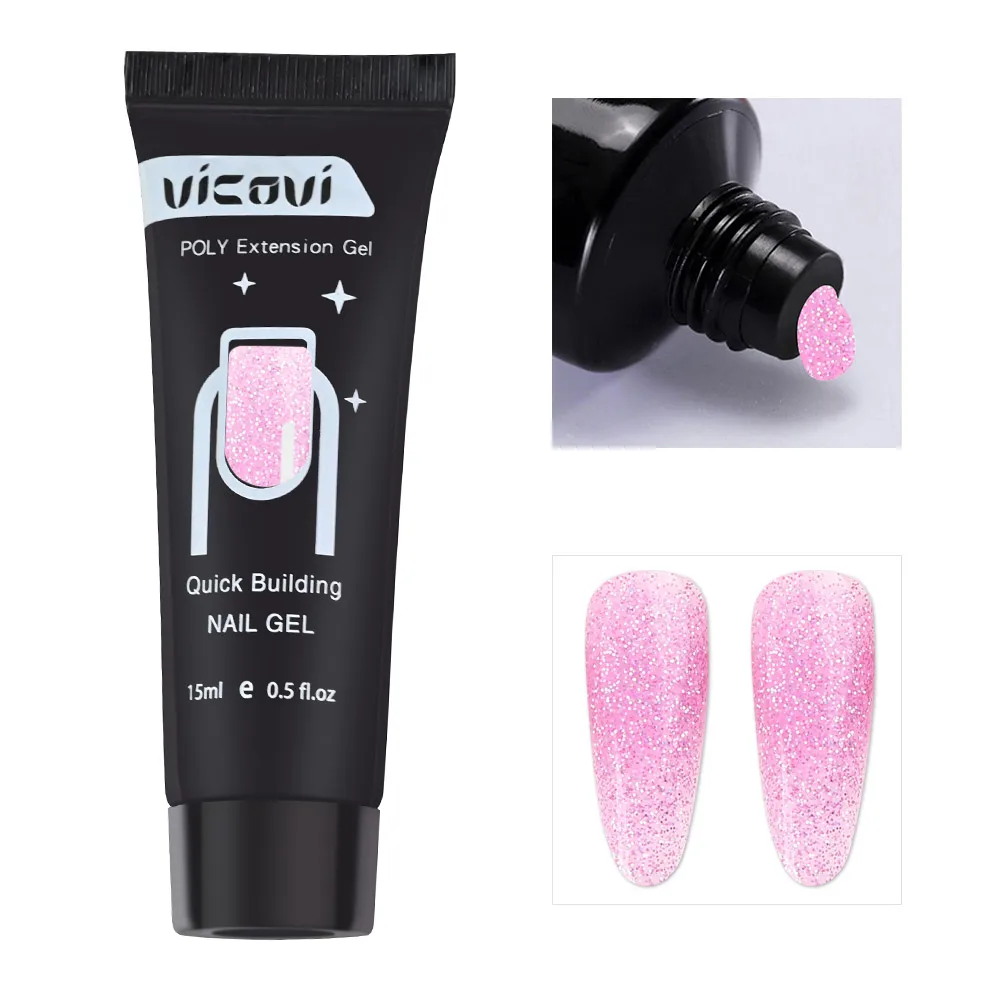 15ml Poly Acrylic Gel For Nail 22 Color Spangle Crystal Extension Gel UV/LED Light Quick Extension Nail Without Paper Holder&_&*
