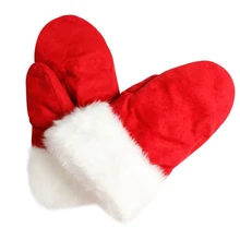 Перчатки на Рождество красные и белые флисовые плюшевые зимние перчатки мягкие теплые варежки Санта Клаус перчатки в виде лап рождественские вечерние поставки