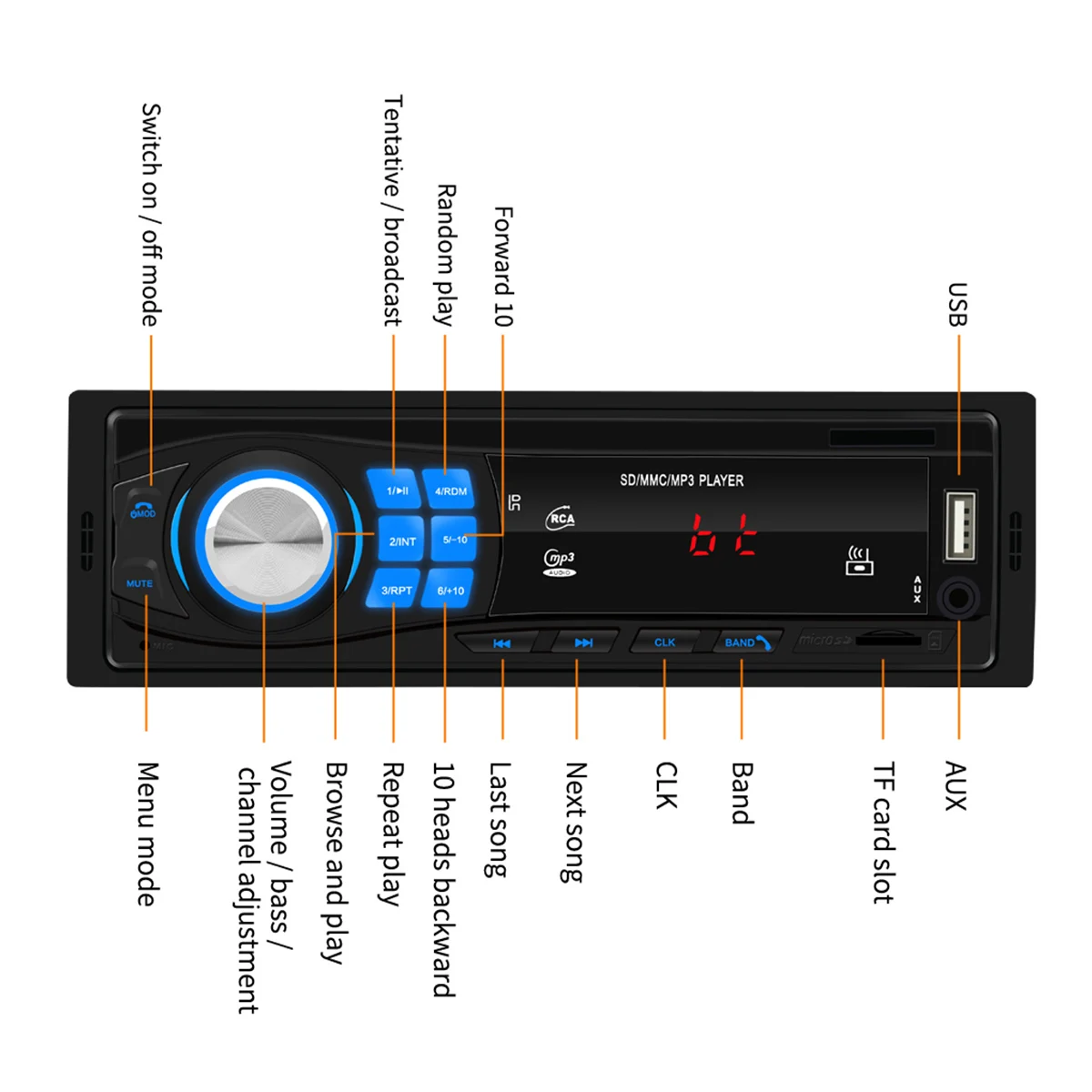 1DIN In-Dash автомагнитолы стерео пульт дистанционного управления цифровой bluetooth аудио музыка стерео 12 В Автомагнитола Mp3 плеер USB/SD/AUX-IN