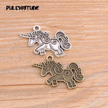 

8pcs 22*35mm Two Color Metal Zinc Alloy Animal Horse Charms Fit Jewelry Medical Plant Pendant Makings