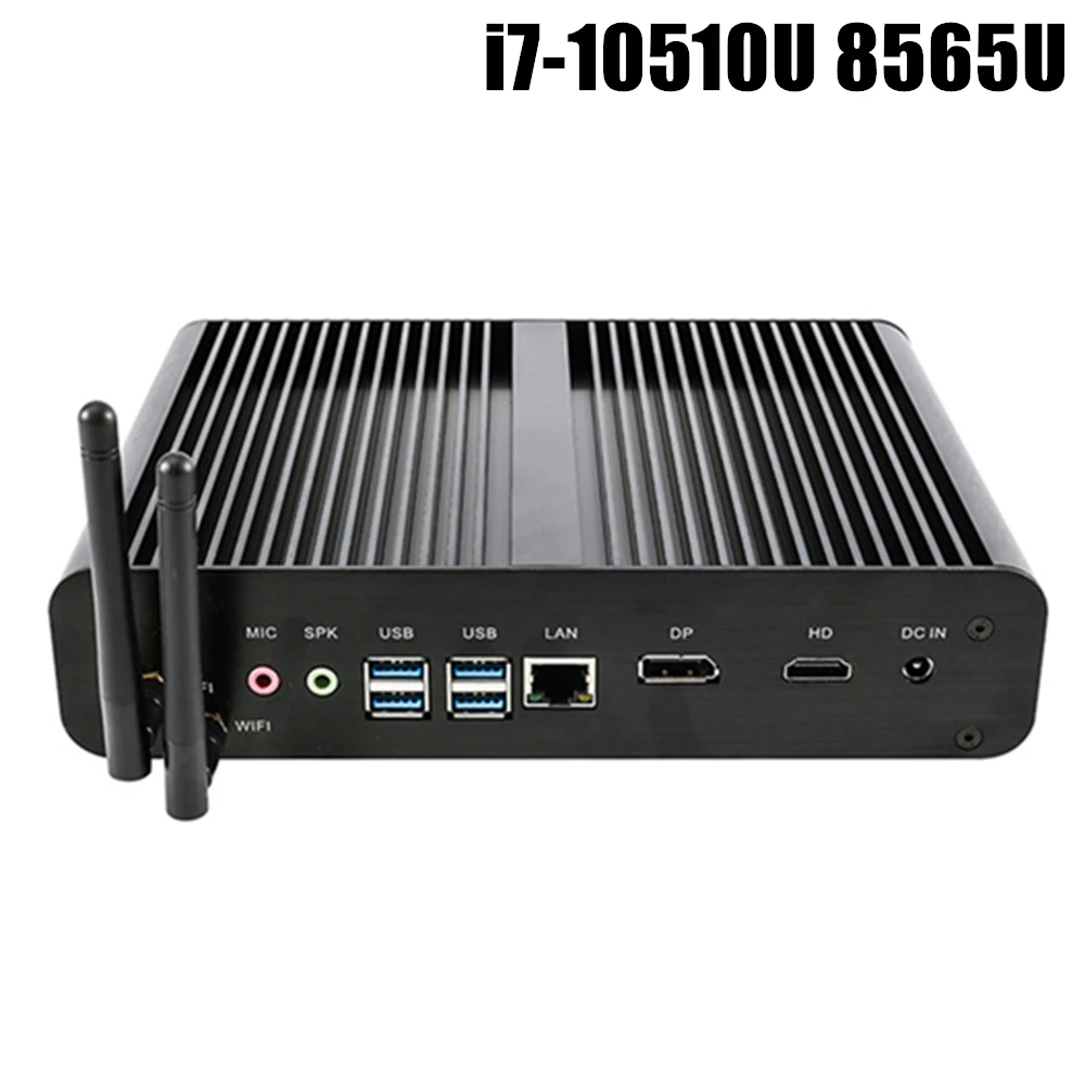 Topton безвентиляторный мини ПК Intel Core i7 10510U 10710U i5 8265U Мини компьютер Nuc 2 * DDR4 M.2 + Msata 5