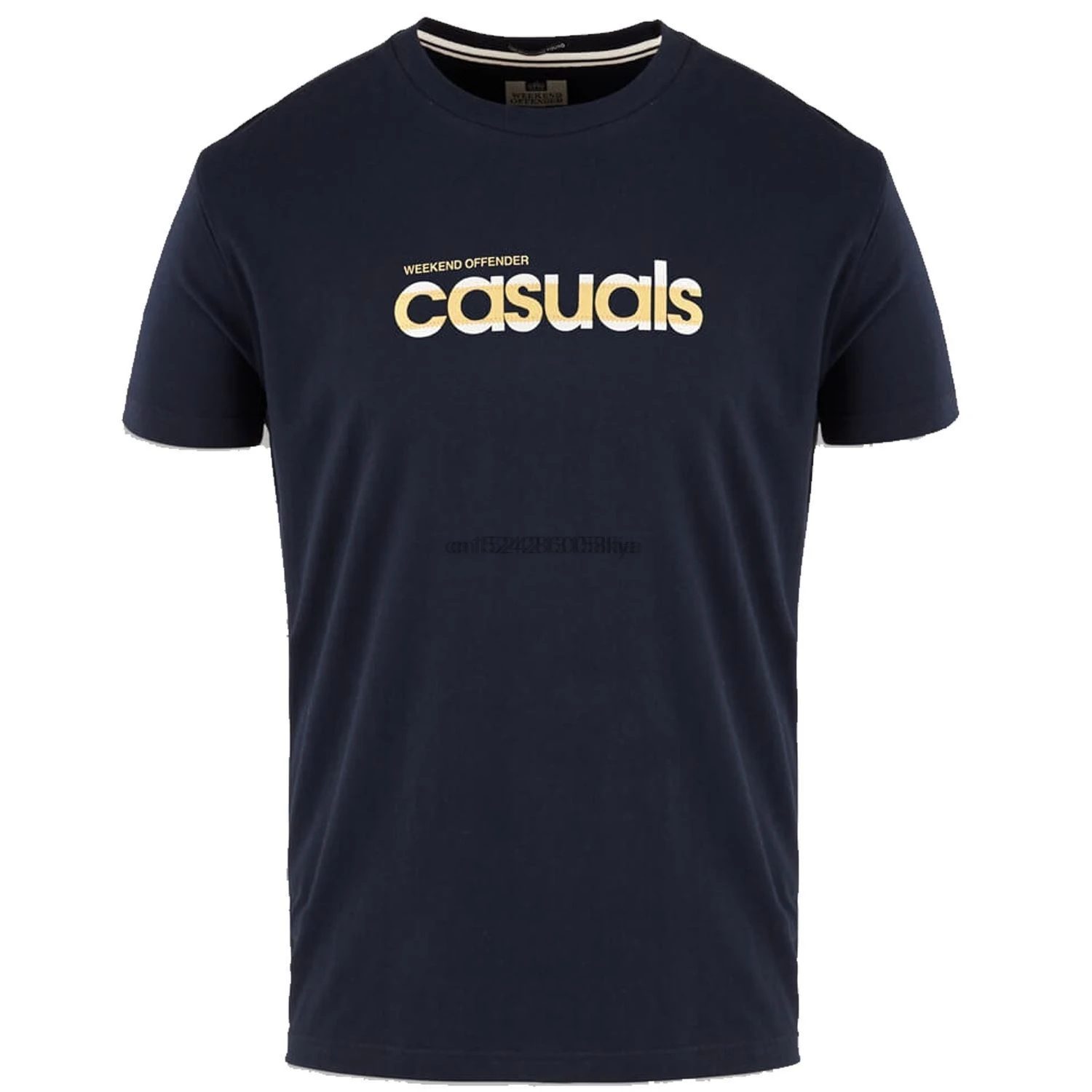 

WEEKEND OFFENDER CASUALS T SHIRT NAVY CREW NECK FOOTBALL SMART SUMMER MEN