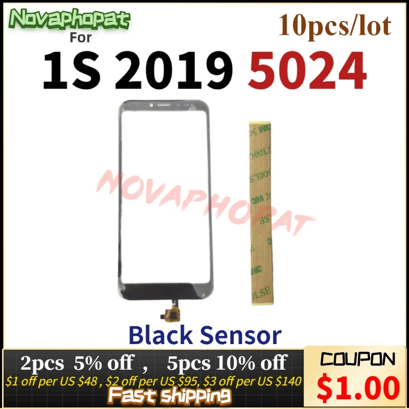 

10PCS Novaphopat Black For Alcatel 1S 2019 5024 5024D 5024Y 5024K Touch Screen Digitizer Glass Sensor Screen