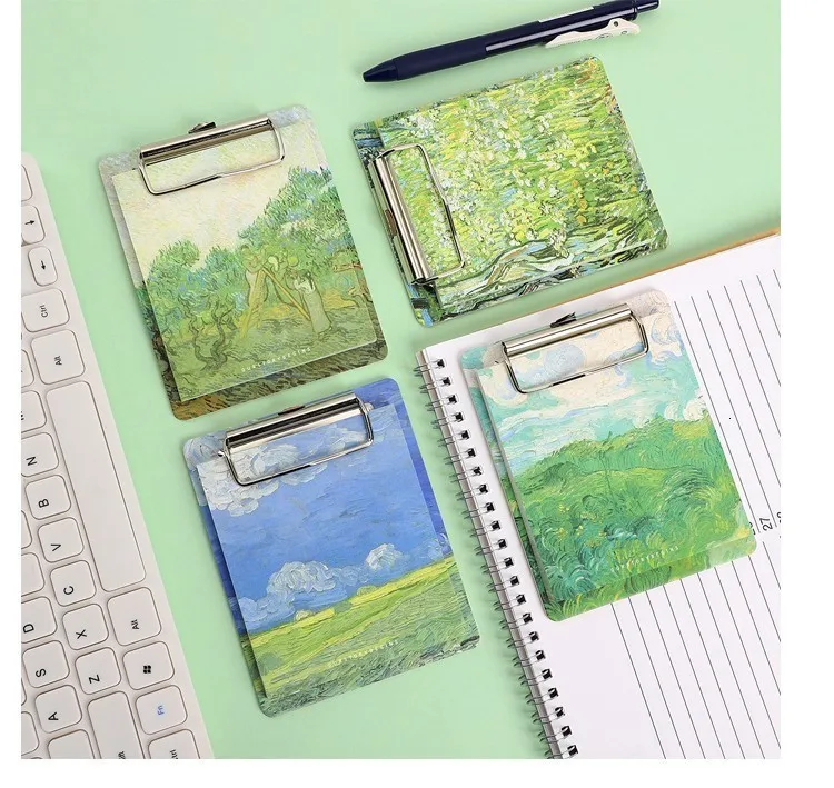 JIANWU Van Gogh Board Clip Sticky Note Clipboard Memo Pads Fruit Notebook Printed Kawaii note pad clip School Office Supplies