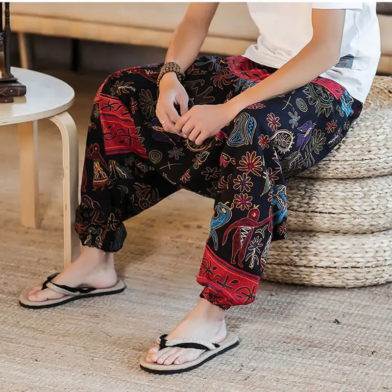 harem trousers Men Women Baggy Harem Pants Hip hop Joggers Causal Loose Trousers Aladdin Crotch Wide Leg Cotton Linen Pants Pantalones Hombre hippy pants