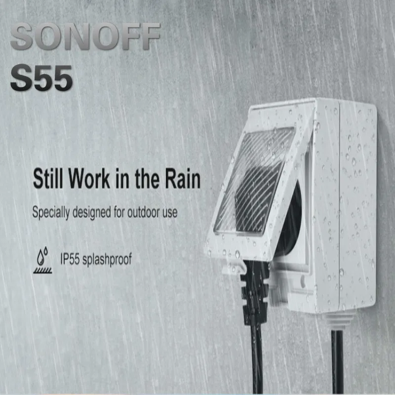 

SONOFF S55 Waterproof Wifi Smart Home Power Socket Timer Outdoor AU/EU/UK/US/ZA Plugs APP Voice Remote Control Works with Alexa