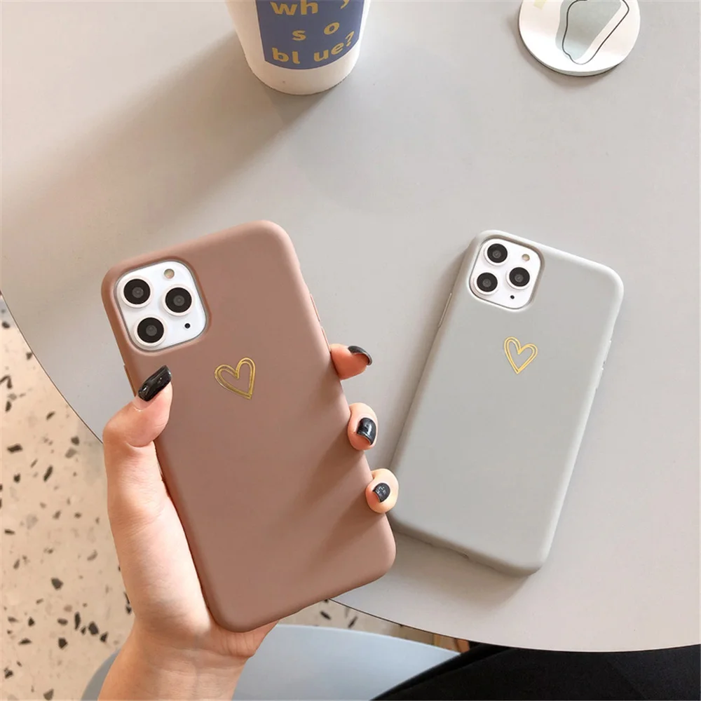 N1986N чехол для телефона для iPhone 11 Pro X XR XS Max 6 6s 7 8 Plus Модный милый мультяшный Золотое любовное сердце Мягкий ТПУ чехол для iPhone 11
