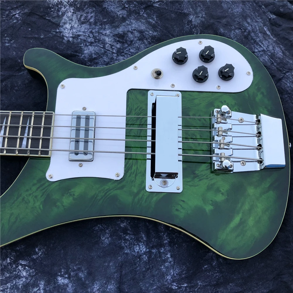 エレキベース グリーン ベースギターRickenback 4003,透明グリーン,4弦,低音,楕円形の