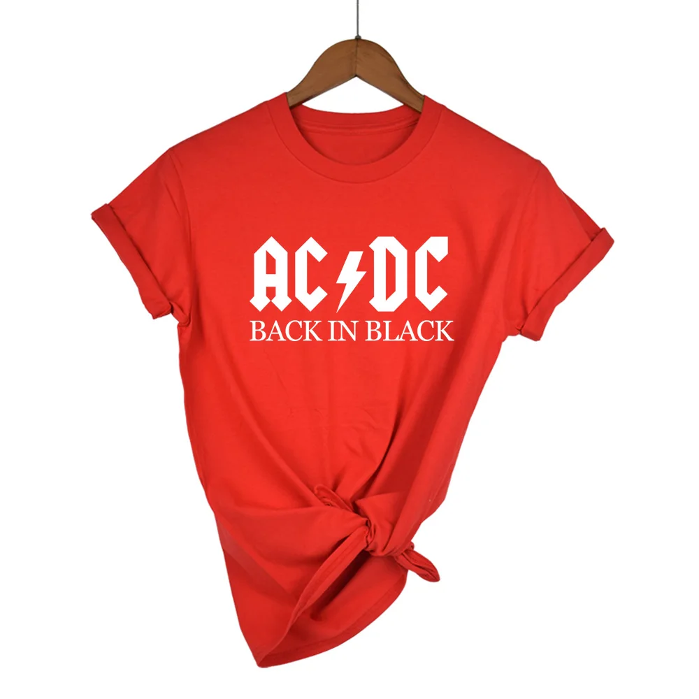 

AC/DC Band Rock T-Shirt Women's ACDC BLACK Letter Printed Graphic Tshirts Hip Hop Rap Music Short Sleeve Tops Tee Shirt