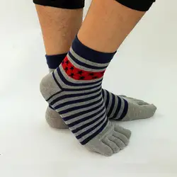 Мужские цветные полосатые носки, модные хлопковые носки с пятью пальцами, забавные носки со звездами, дышащие повседневные спортивные