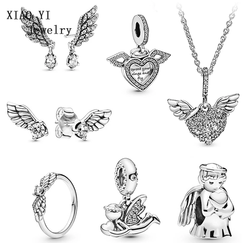Экшн-камера XIAOYI 925 стерлингового серебра «Крылья Ангела» тесно инкрустация кольцо из тонких пластин, ожерелье для мужчин и женщин, высокое качество, ювелирные изделия в качестве подарка