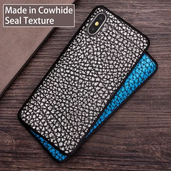 

Genuien leather Phone Case For iPhone 11 pro 7 8 X Xr Case Cowhide Seal texture For iPhone 6 6s 7p 11Pro Xs max Case