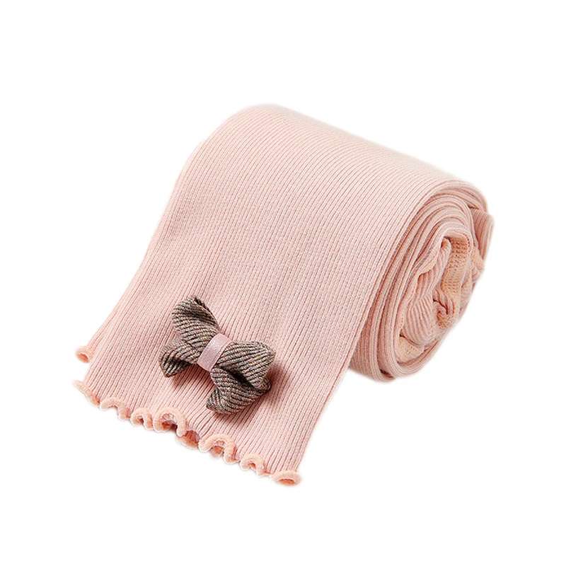 Autumn Newborn Baby Girls Knitted Pantyhose Pants Cotton Leggings Elastic Waist Bowknot Design Toddler Bottoms