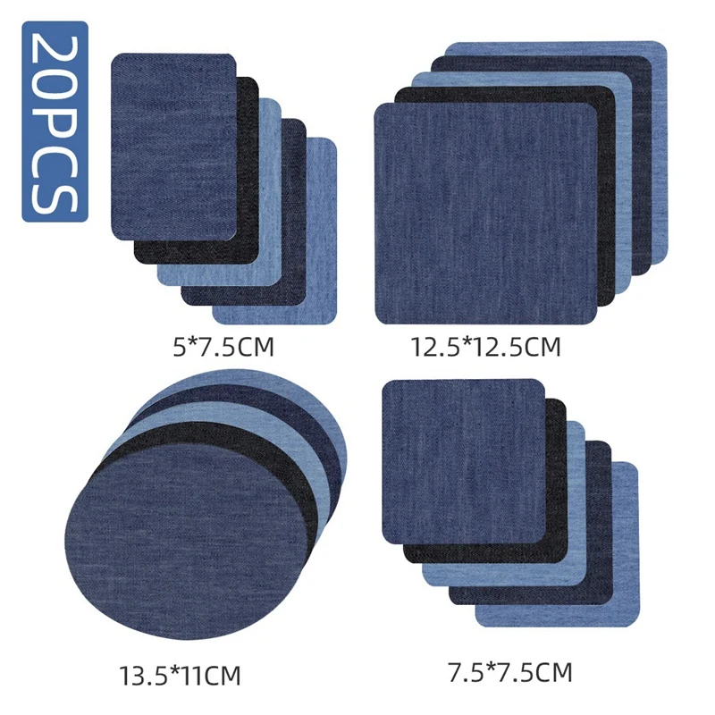 LBER 20Pcs Iron on Jean Patches Denim Fabric for Clothing and Kids Women Men Inside Jeans &amp Repair | Дом и сад