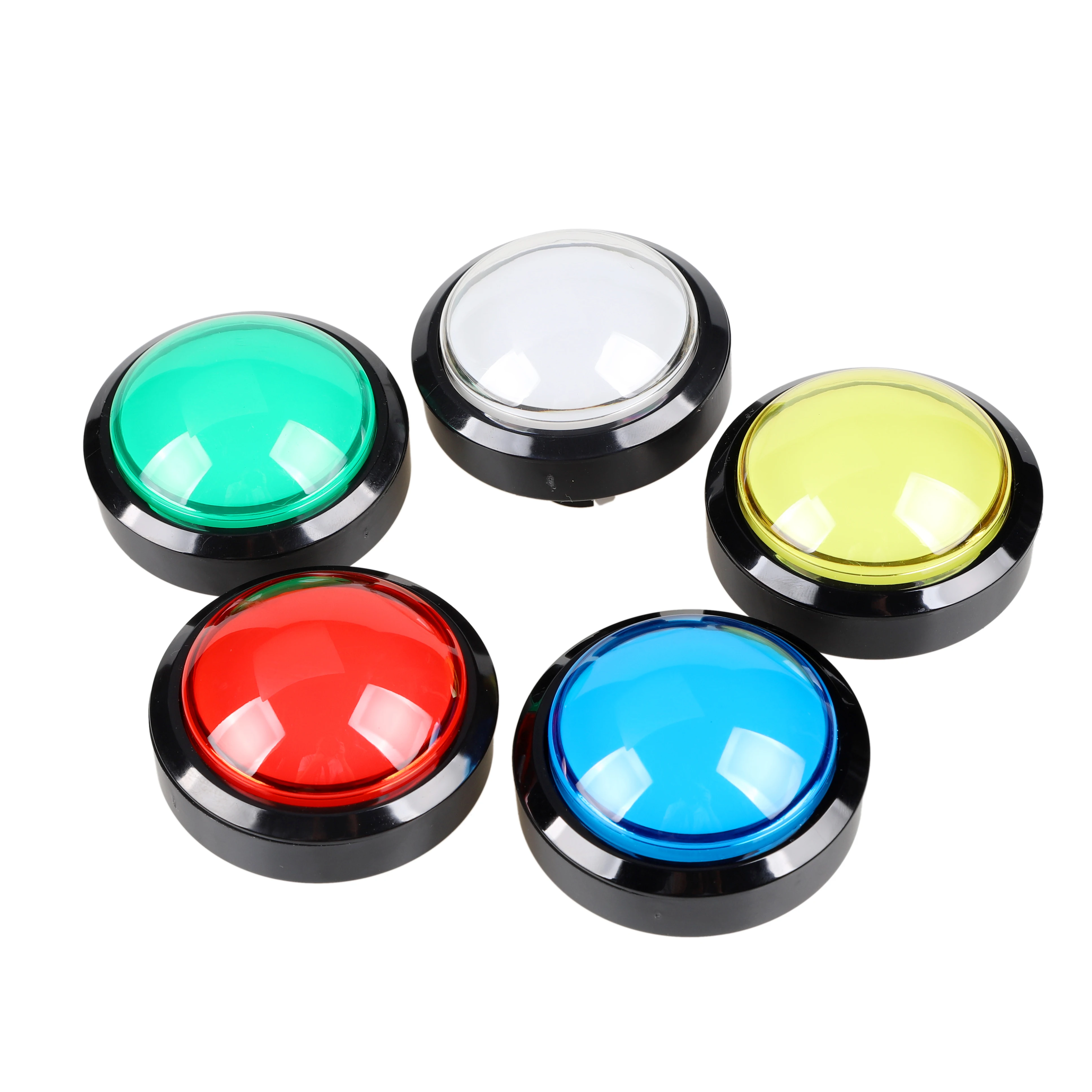 5x New 60mm Dome Shaped LED Illuminated Push Buttons For Arcade Coin Machine Operated Games ( Each Color of 1 Pieces )