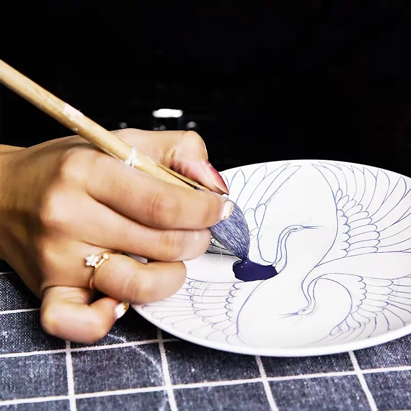 8PCS/set Pottery Writing Brush Large Head Bamboo Brush Painting Painted Hook Pen Dust Hydration Ceramic Clay Polymer Tool