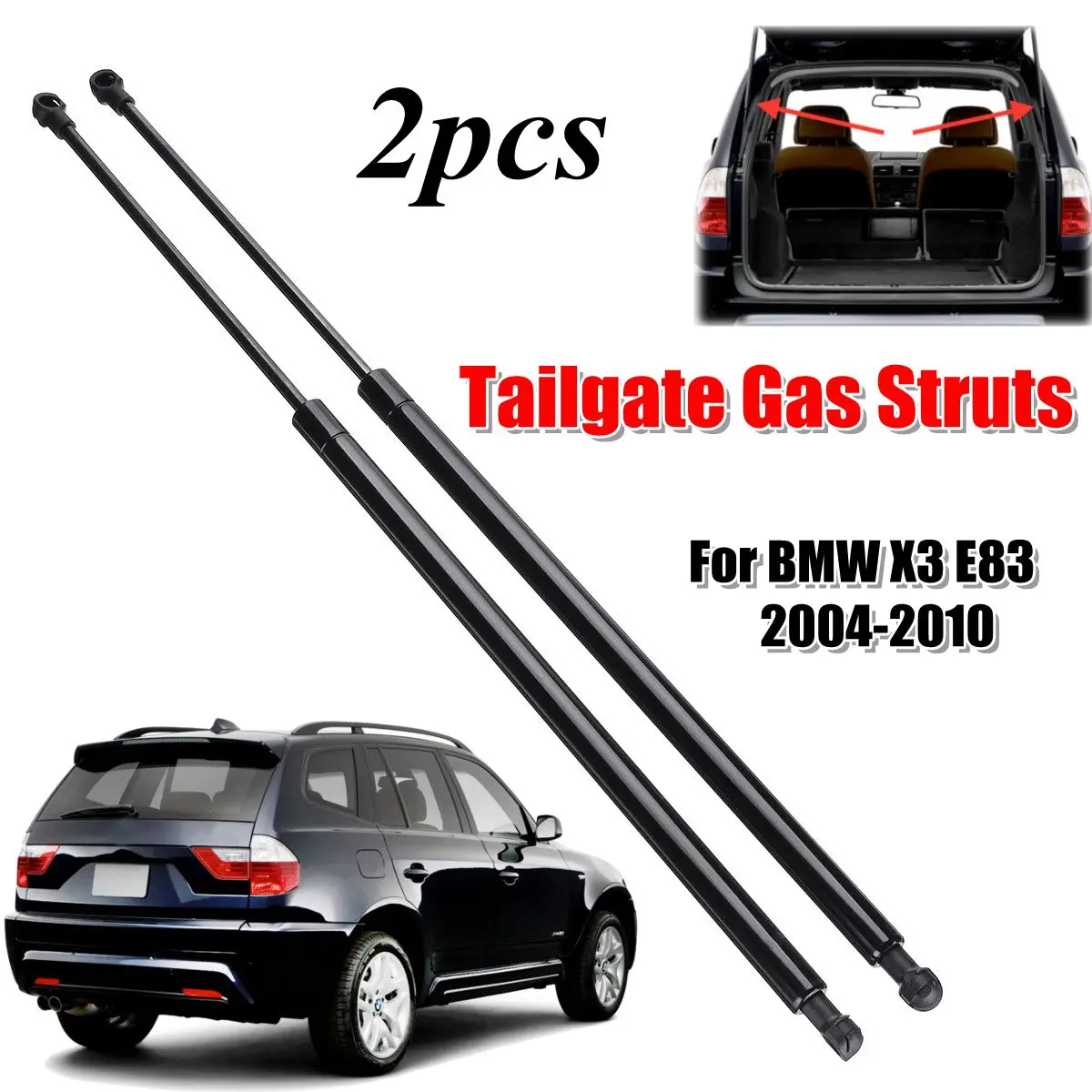  2Pcs Rear Trunk Tailgate Gas Spring Shock Lift Struts Support Rod Arm Bars Bracket 51243400379 For 