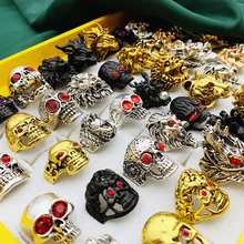 

20 Pcs/Lot Animal Skull Rings For Men Women Dragon Lion Wolf Head Finger Ring Retro Punk Tough Guy Rock Couples Designer Jewelry