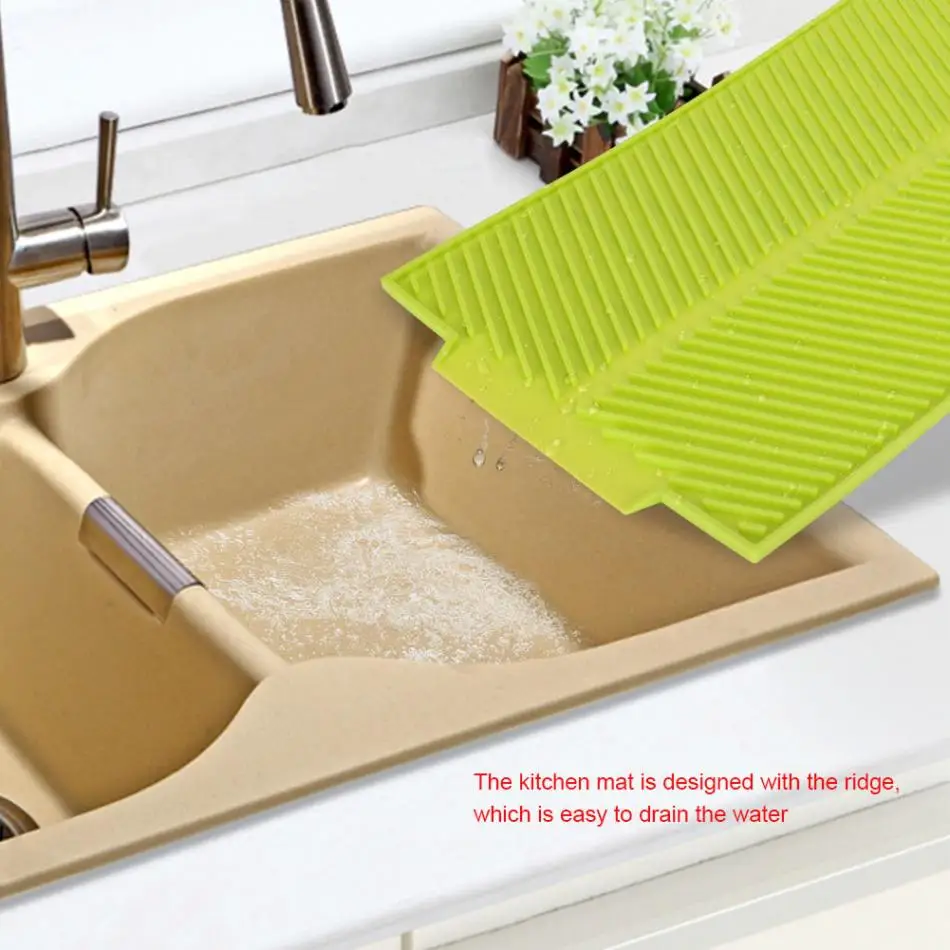 Rectangle Silicone Drain Mat Drying For Tray Resistant Pad Set Slip-proof Dish Heat Dishes Mats Massage Kitchen Mat