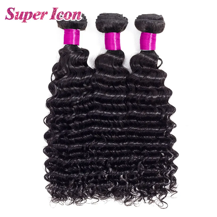 Cut Price Hair-Extensions Human-Hair-Bundles Hair-1b-Color Deep-Wave Virgin Supericon Natural 28-Inches ezYoMZzxd6K