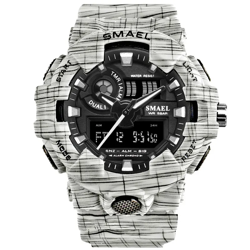 Smael Men Watches Military Watch 50m Waterproof Wristwatch LED Quartz Clock Sport Male relogios masculino 8001 S Shock | Наручные часы