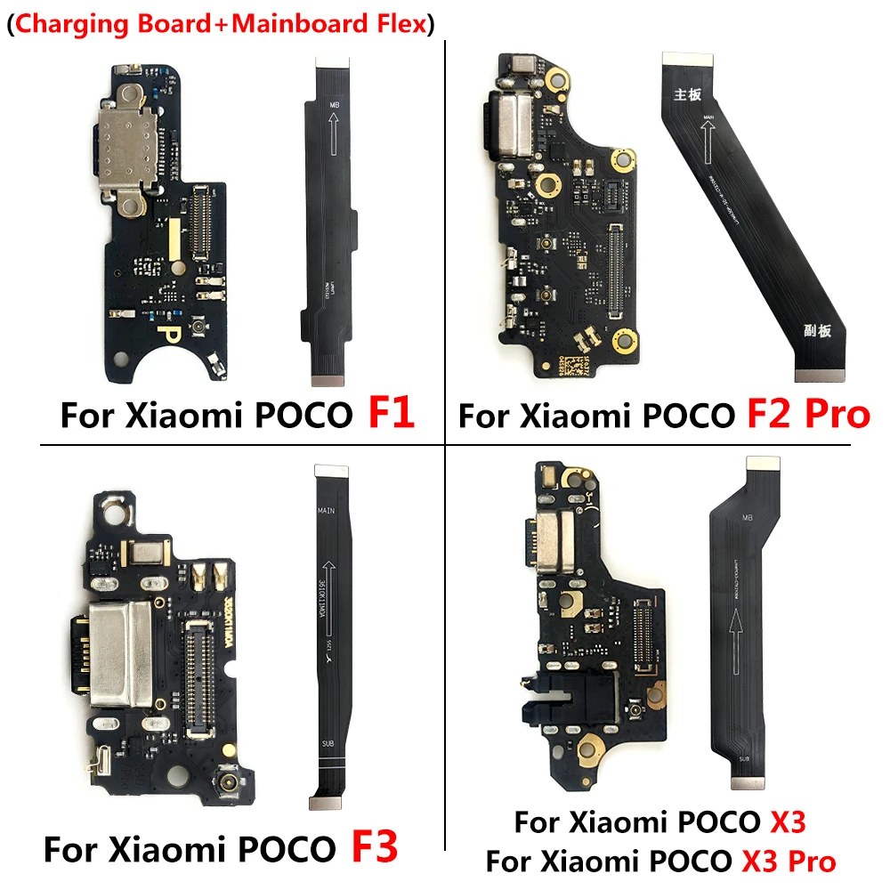 

USB Charger Port Micro Main Mainboard Load Connector Board Flex Cable Repair For Xiaomi Poco F2 F1 F3 X3 M4 X4 X5 Pro 4G 5G X2