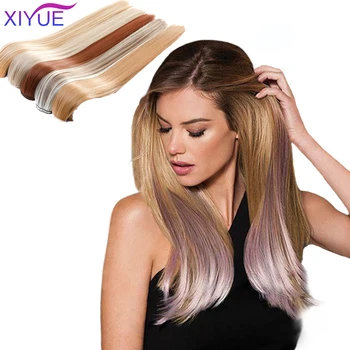 

6PCS Set Hairpiece Straight 16 Clips In False Styling Hair Synthetic Clip In Hair Extensions Heat Resistant Fake Hairpieces