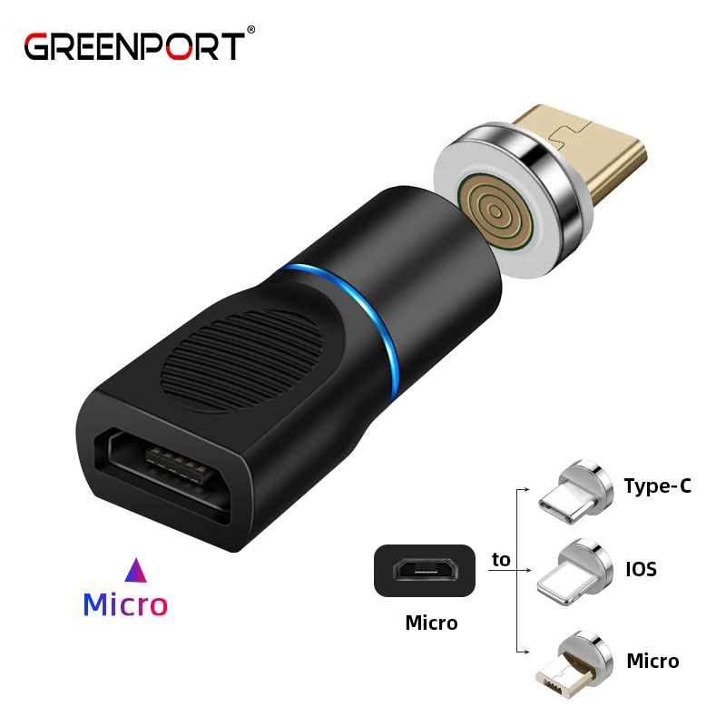 Магнитный адаптер Micro Usb GREENPORT для Samsung iPhone Xiaomi Huawei | Мобильные телефоны и