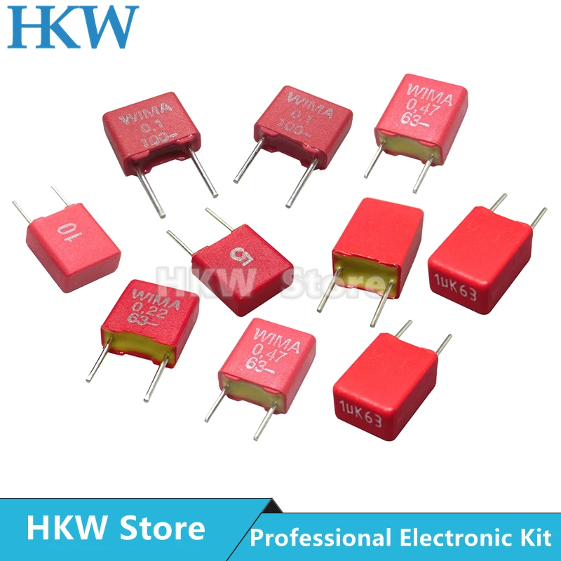 Пленочный конденсатор WIMA RED MKS2 5 мм Hi-Fi аудио 0 1 мкФ 1NF 01 Ф 10 22NF 2200PF 22 2 50 в 63 100 250 В P5 шт.