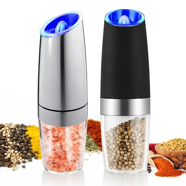 Electric Automatic Gravity Pepper Salt Grinder with LED Light, Seasoning  Spice Mills with Porcelain Grinding Core, Kitchen Tools - AliExpress