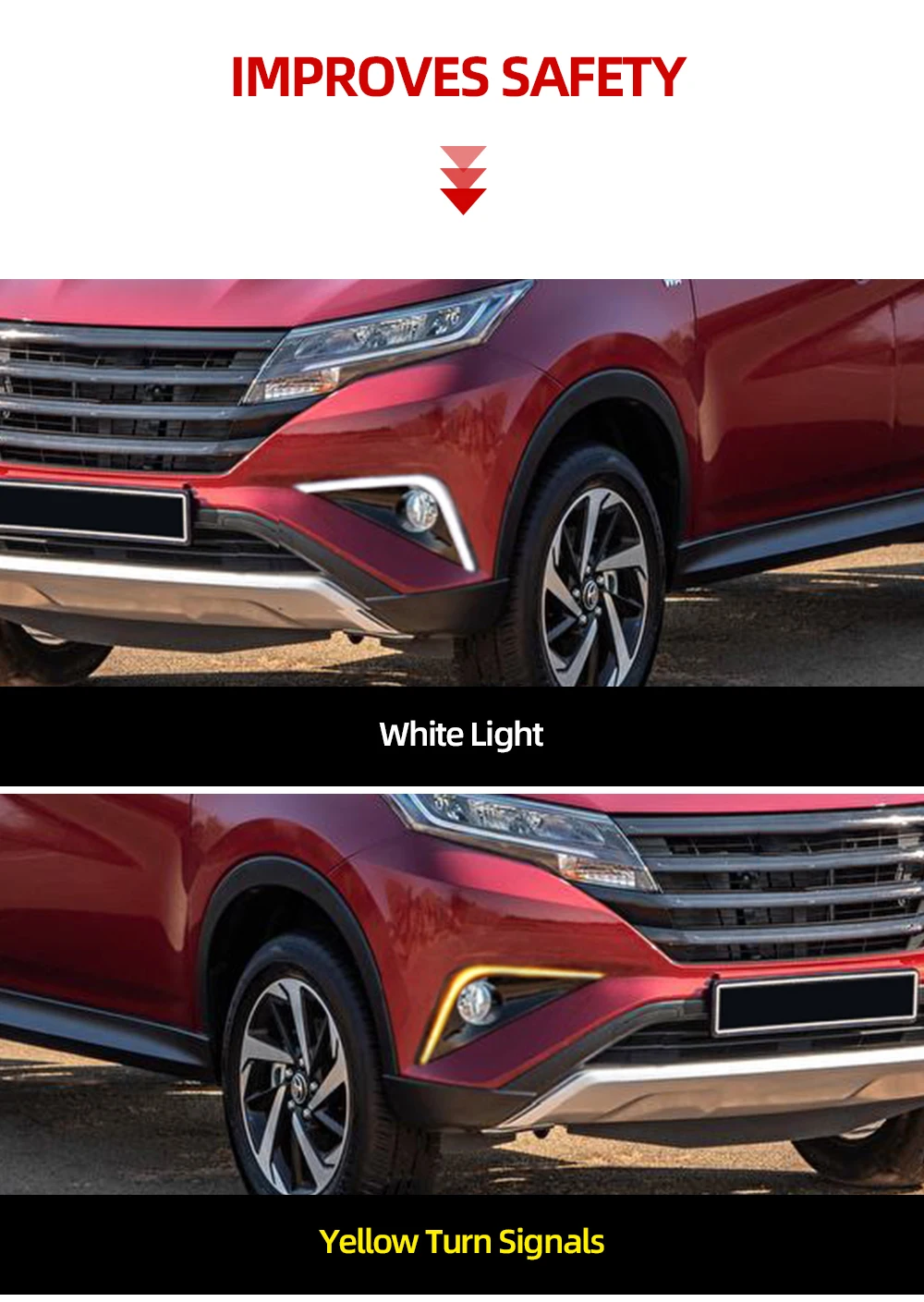 Автомобильная проблесковая 2 шт. Светодиодный дневной светильник для Toyota Раш автомобильные аксессуары Водонепроницаемый 12 В DRL Противотуманные фары украшения