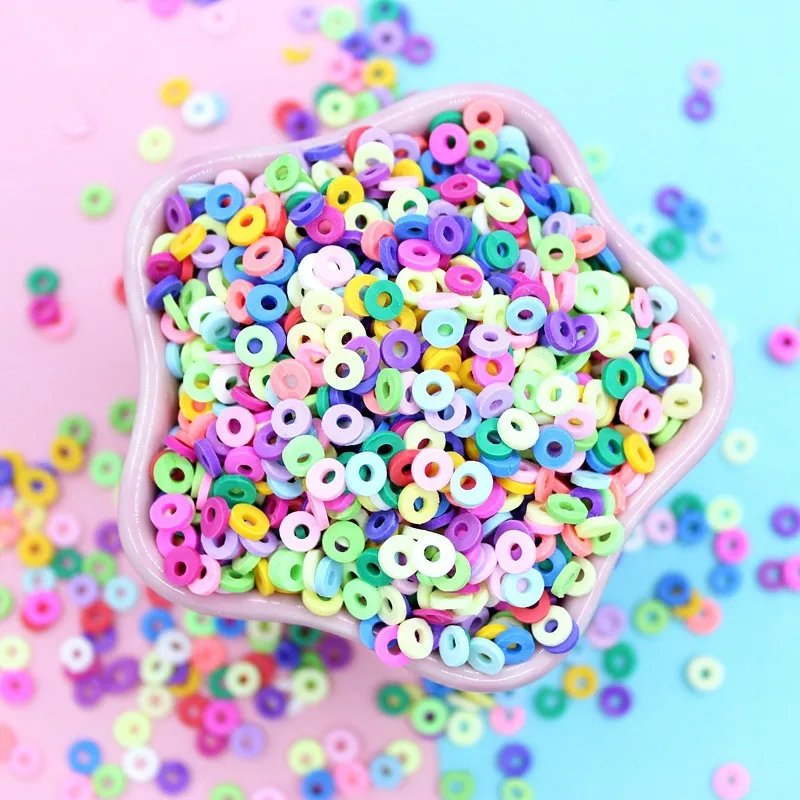 

100g/lot Polymer Hot Fimo Clay Sprinkles for Crafts Round Circle Flower 5mm Soft Clay Slice DIY Slime Making Accessories