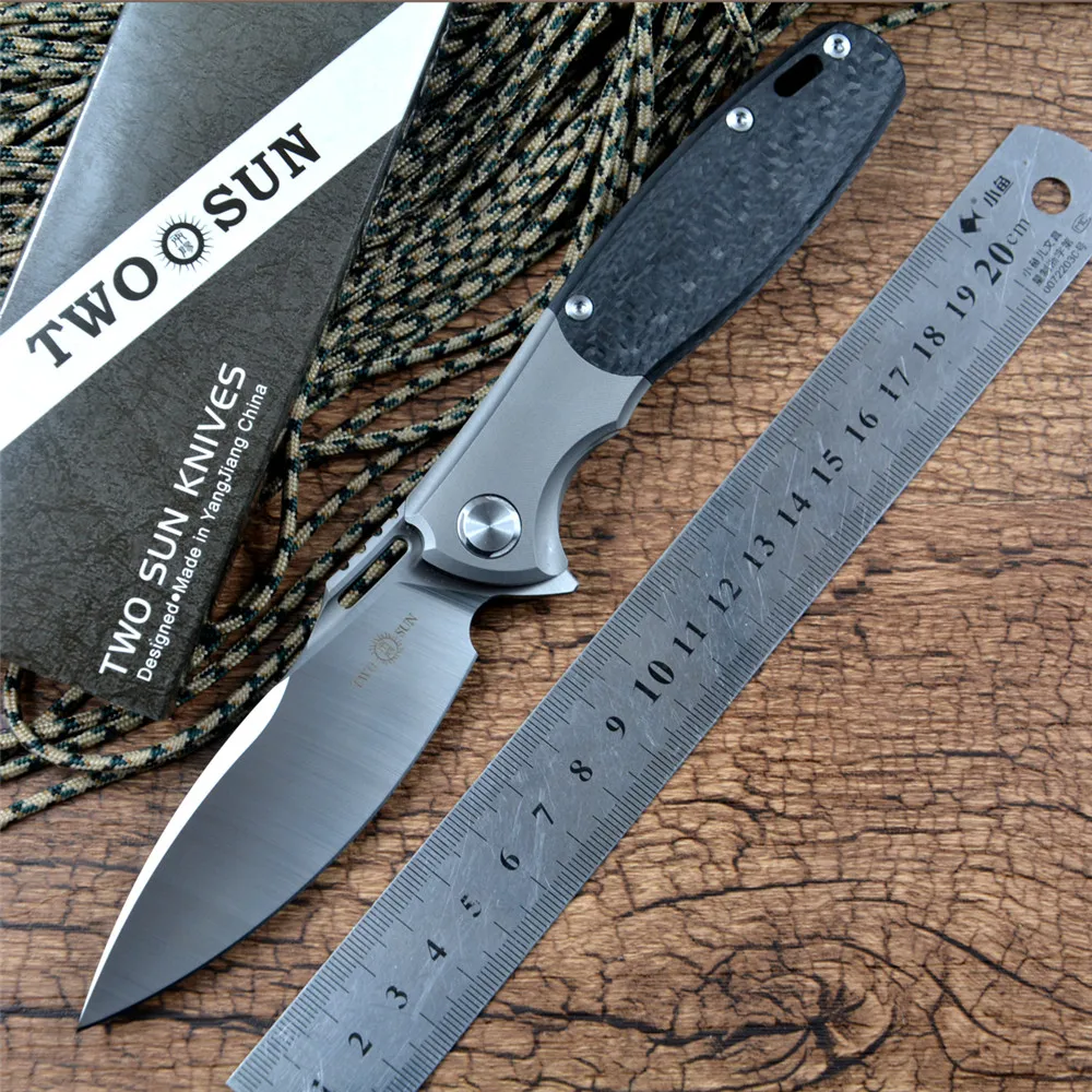 TWOSUN Knives S90V Steel Blade Folding Pocket Knives Tactical Hunting Survival Knife Outdoor Tool Ball Bearing Fast Open TS162