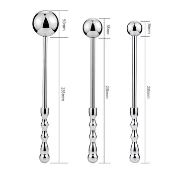 3 Sizes Metal Anal Beads Plug Silver Stainless Steel Anal Dildo Wand Hook Butt Plug Anus 3