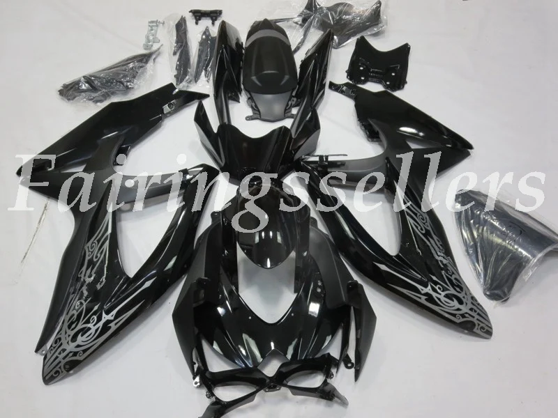 Injection Molding New ABS Motorcycle Fairings kit Fit For Suzuki GSXR 600-750 K8 2008 2009 2010 08 09 10 Fairings Blue White - Цвет: Silver and Black