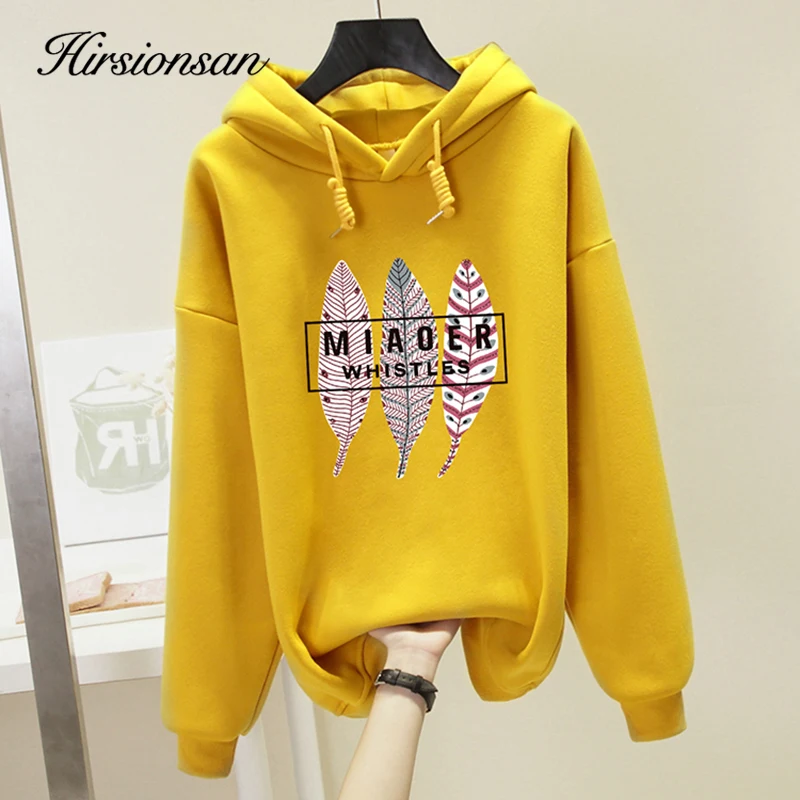 

Hirsionsan Women Ulzzang Sweatshirts Couple Sisters New Hoodie Sweatshirt Jumper Creative Feather Print Pullover Oversized Tops