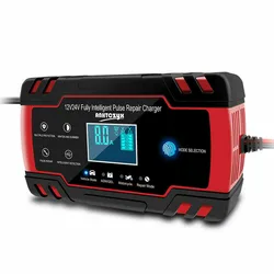 Chargeur de batterie de voiture 12V/8a/24V/4a, 3 étapes, pour moto, Automobile, plomb acide, AGM Gel humide 