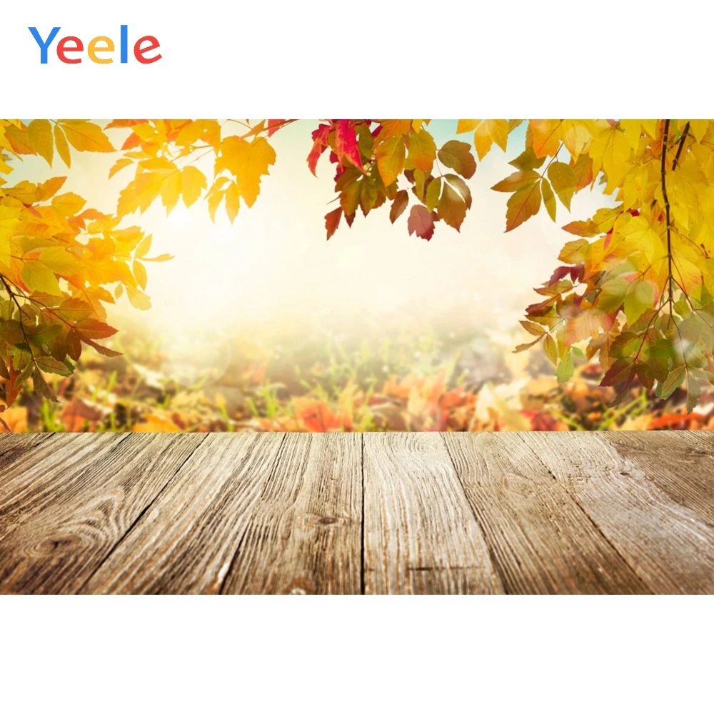 

Yeele Photozone for Baby Wooden Board Golden Leaves Sunshine Photography Background Photographic Backdrop For Photo Studio Props