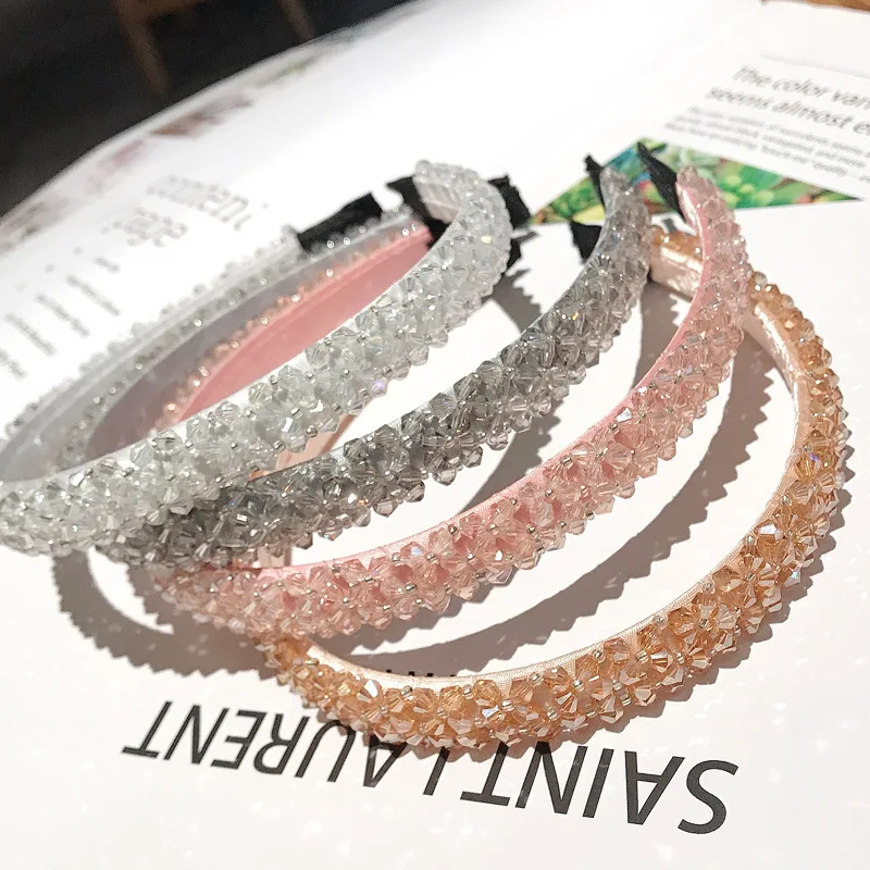 Handmade Beaded Hairband Hair Hoops Women Wide 4 Rows Crystal Sweet Headband Party Headwear Wedding Hair Accessories Jewelry jewelry accessories hair accessory hair headdress bridal headwear