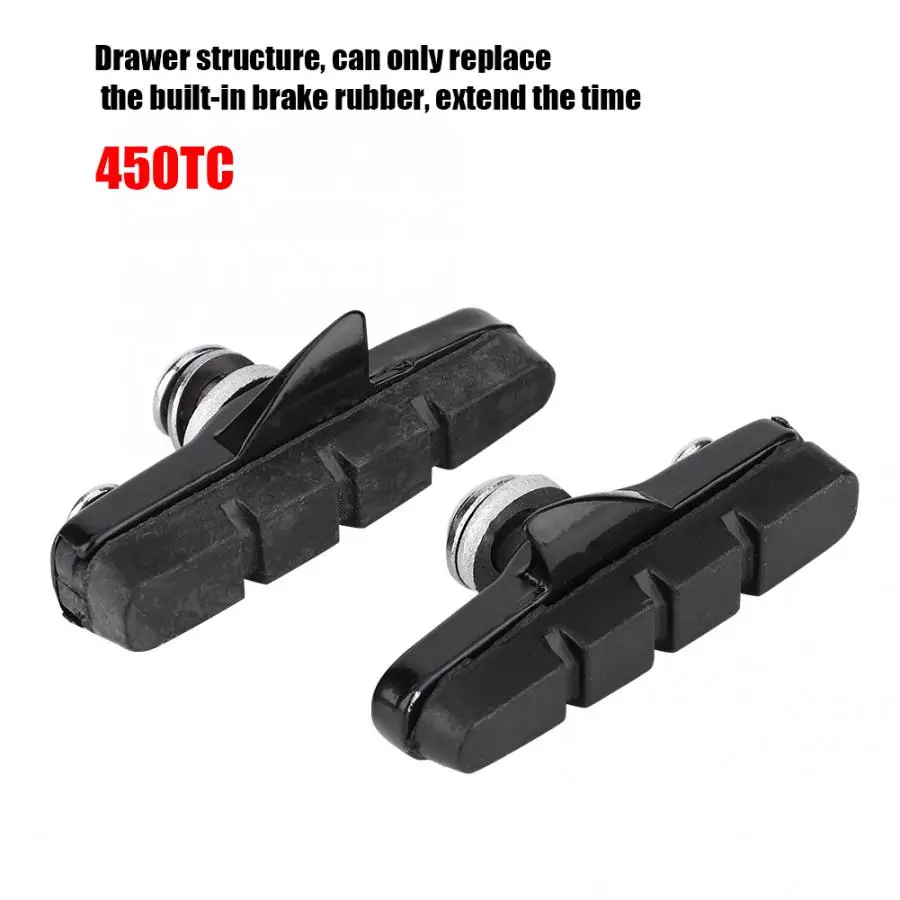 Bicycle Brake Pad 1 Pair 450TC Aluminum Alloy Rubber Bicycle Bike Detachable Wear-Resistant U-Shape Brake Pads Shoe Cycling