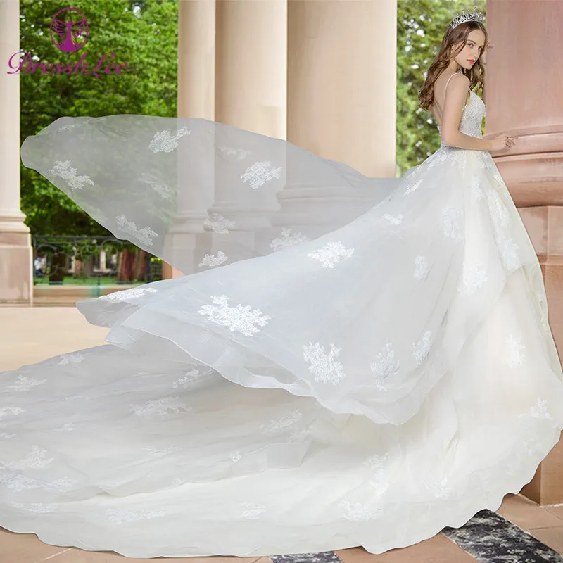 DressbLee Новое поступление свадебное платье цвета слоновой кости кружева вышивка свадебные платья Спагетти ремень корсет свадебное платье robe-de-mariage