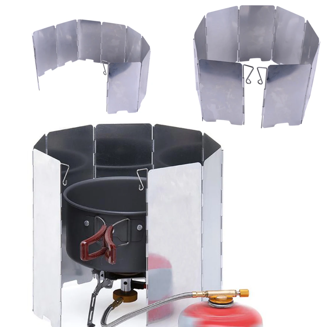 

LETAOSK 9 Small Plates Outdoor Camping BBQ Foldable Burner Windshield Gas Stove Wind Shield Screen Aluminum Alloy